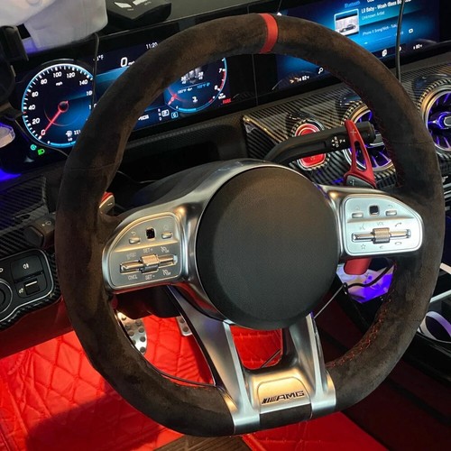 Hand Sewing Suede Leather Car Steering Wheel Cover For Mercedes-Benz AMG C43 E53 - Imagen 2 de 7