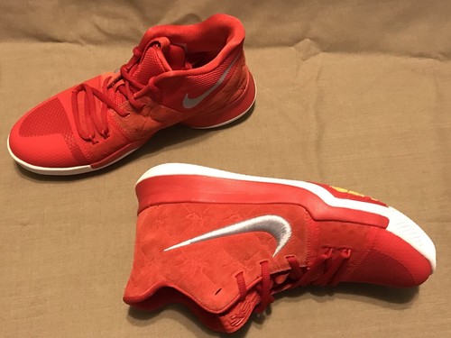 Nike Kyrie 3 Red Suede GS Grade School Basketball Sneakers 859466-601 Sz 7Y - Picture 8 of 12