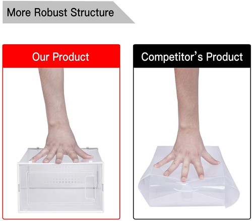 8 Packs Foldable Stackable Plastic Shoe Box Storage Organizer Transparent Case - Picture 6 of 6