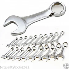 20 PC SAE STANDARD AND MM METRIC SIZE SIZED SHORT LENGTH END STUBBY WRENCH SET