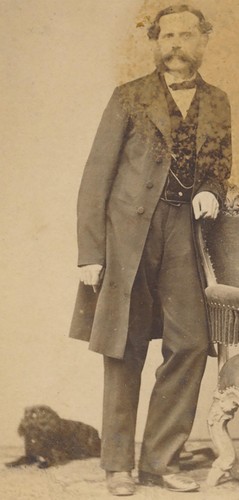 CDV Antique Photo Man Sideburns Small Dog Pet Animal Vienna Austria Fasching - Picture 6 of 6