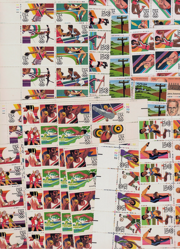 US $100.00 FACE MINT/NH POSTAGE LOT of Mostly 13¢ to 40¢ Value Olympic Stamps