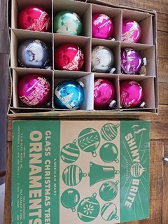 Vintage Shiny Brite Glass Christmas Tree Ornaments 2.5 " Holiday 50s 60s Qty 12
