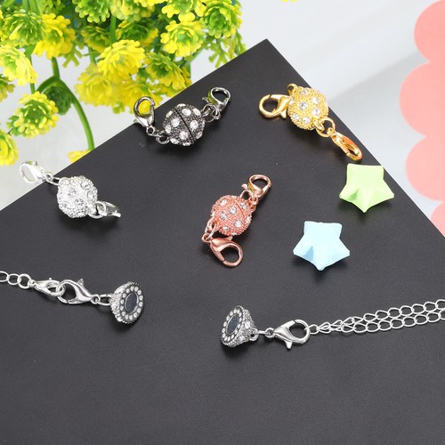12Pcs Magnetic Jewelry Clasps Ball Magnetic Locking Lobster Clasps 10.5mm Silver - Foto 5 di 5