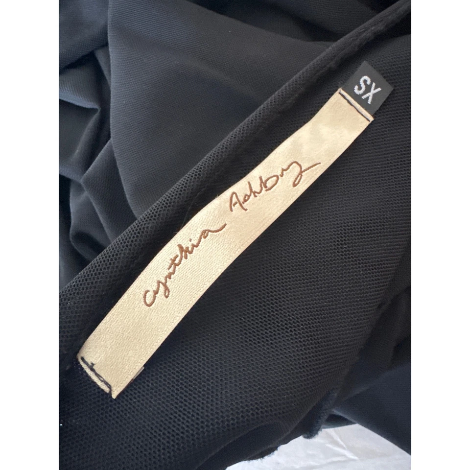 Vestido midi CYNTHIA ASHBY de nailon con cuello redondo en capas negro talla XS Foto 3 de 4
