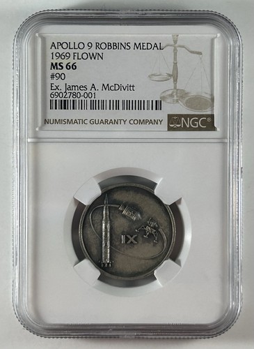Flown Silver Apollo 9 Robbins Medallion - James McDivitt LOA - Inside CAG Holder
