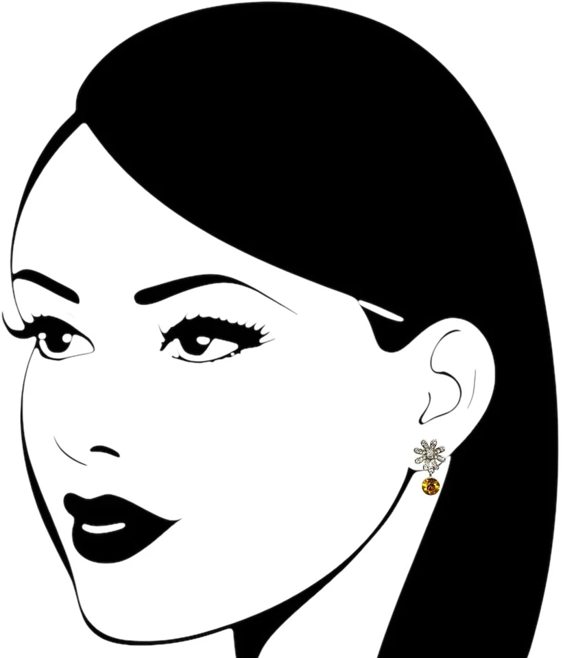 Pendientes de cristal con elementos de Swarovski dorados topacio flor de margarita chapados en oro de 18 quilates Foto 4 de 4