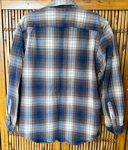 Carhartt Heavyweight Blue Brown & White Plaid Button Down Men’s Large Shirt - Picture 3 of 4