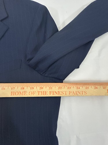 Samuelsohn Greenwich Navy Blue Stripe Pleated 2 button 100% Wool Suit Sz 42R - Picture 19 of 24
