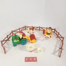 14pc Vintage Playskool Playmates Farm Accessories Tractor Cow People Fence Lot