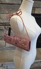 New Savanna Clutch Purse Delicate Pearly Bead  Seed Bead Floral Embroidery Pink