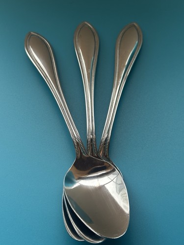 Pfaltzgraff American Bead Stainless Glossy Flatware 3 Tablespoons/Soup Spoons - Picture 6 of 11