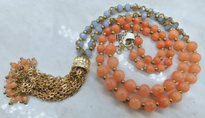 Light Carnelian Natural Stone, Chain Boho, Mala beads - Graduate Necklace
