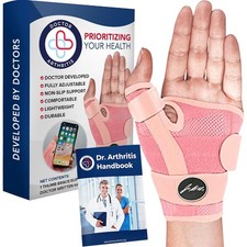 Thumb Brace for Arthritis Splint Support for Men  Women Right Hand or Left Pink