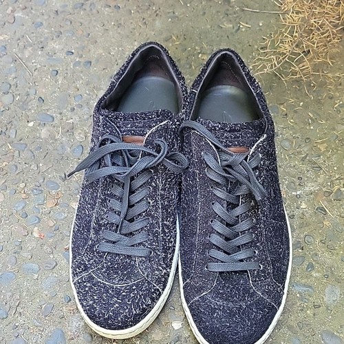 Santoni Men"s Textured Suede Black Sneakers Size 7 or US 8 - Picture 3 of 10