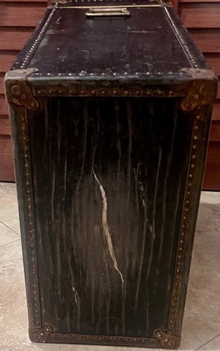 Vintage Non-Breakable Trunk Co New York Steamer Stagecoach Flat Top - Picture 12 of 24