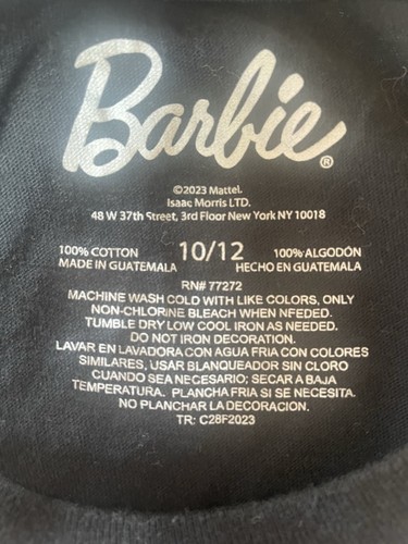 Girls Youth Barbie Black T-Shirt Size 10/12 - Picture 3 of 4