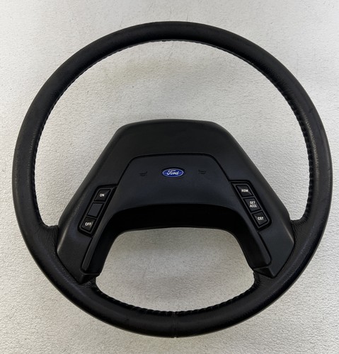 87-91 Ford F-150 F-250 Bronco Leather Wrapped Steering Wheel W/Horn Button OEM