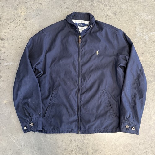 Polo Ralph Lauren Jacke mit Reißverschluss Gr. Medium dunkelblau adrett weiß kariert Futter