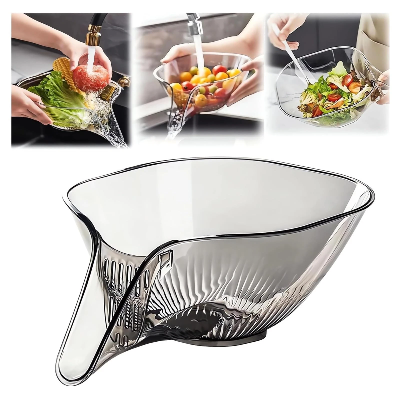 Multi-functional Drain Basket - 2024 New Fruit Cleaning Bowl with Strainer Co...