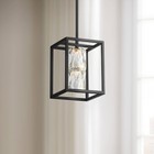 Black Mini Pendant Light 6" Modern LED Cage Crystal Fixture for Kitchen Island