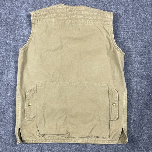 VTG 80s Banana Republic Hunting Vest Men L Khaki Fishing Safari Full Zip Pockets - Picture 14 of 16