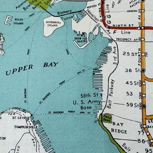 1943 NEW YORK CITY TRANSIT SYSTEM MAP Subways Elevated RRs NYC YMCA Sloan House - Picture 6 of 22