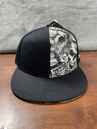 Sombrero ajustado Mulisha de metal 7 1/4 negro blanco gráfico plano M/M bordado - Imagen 2 de 17