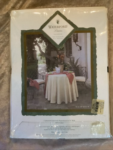 70 X 126 WATERFORD TABLECLOTH CRYSTAL CO. LUXURY ART DECO MOTIF EMBER RED NEW - Picture 2 of 7