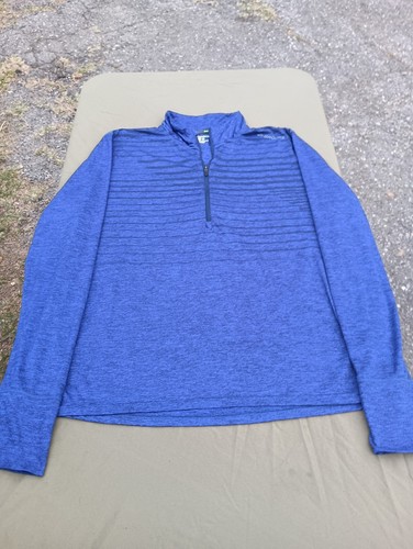 Brooks Running Dri Layer Run Happy 1/4 Zip Pullover Blue Men’s Large Thumb Holes - Picture 2 of 13