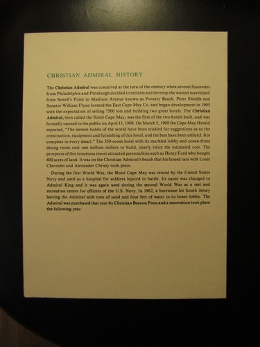 Cape May Christian Admiral Guest Check in ITINARARY and history 6x8" Brochure - Picture 2 of 10