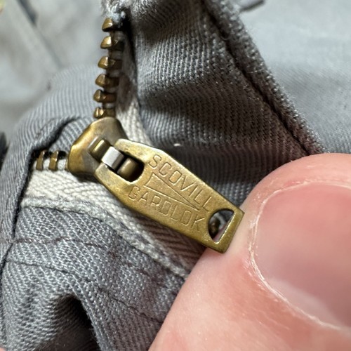 Vintage 1950s 60s Grey Repaired Work Pants 34x31 Workwear Selvedge Sanforized - Picture 12 of 18