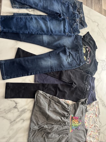 6x Little girls Lot, Jeans, Leggings, 2 Pink Floyd Dresses