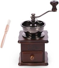 Wooden Manual Coffee Grinder Vintage Style Hand Coffee Mill Burr Coffee Grinder