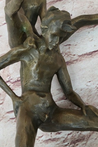 Collectible Decorator Real Bronze Sculpture of Children Playing Jumping Leapfrog - Picture 8 of 10