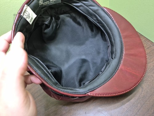 United Hatters Cap & Millinery Cabbie Newsboy Hat Cap Leather Large VTG Read - Picture 11 of 20