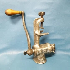 Antique 1899 L.F.+C. Universal Food Chopper #1 Cast Iron Wood Handle Clamp + Cra
