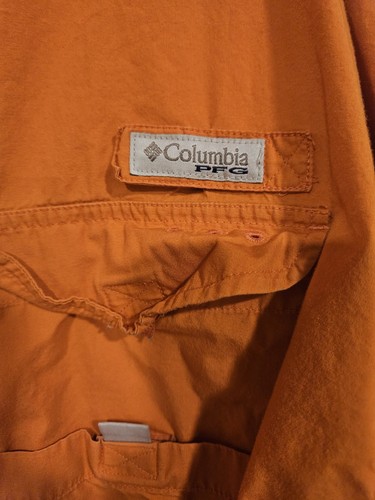 Columbia Hemd Herren Erwachsene XXL orange PFG - ETIKETT HAT GESCHMOLZENES & FLECKIGES KRAGENBILD - Bild 2 von 7