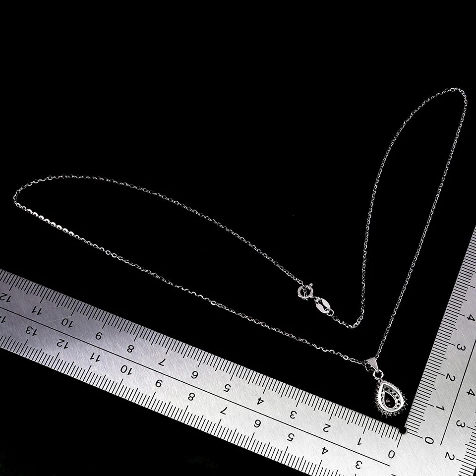 925 Sterling Silver Necklace Pear Ruby 6x4mm Ruby Diamond Cut Gemstone 18inches - Image 3 of 4
