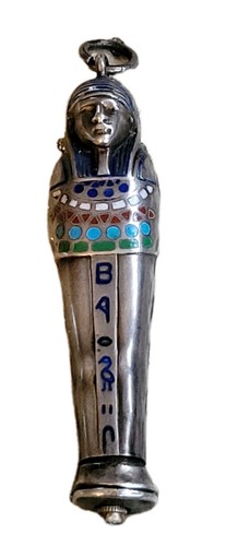 Momia Renacimiento Egipcio Colgante De Colección Años 20 Lápiz Telescópico Esmalte Sarcófago - Imagen 7 de 16