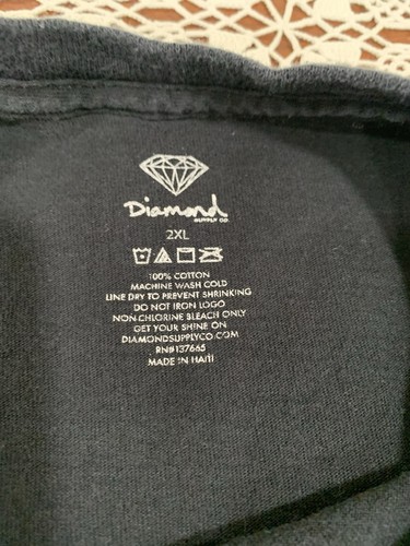 Diamond Supply Logo Flower Roses Graphic T-shirt Men XXL Black - Picture 7 of 7