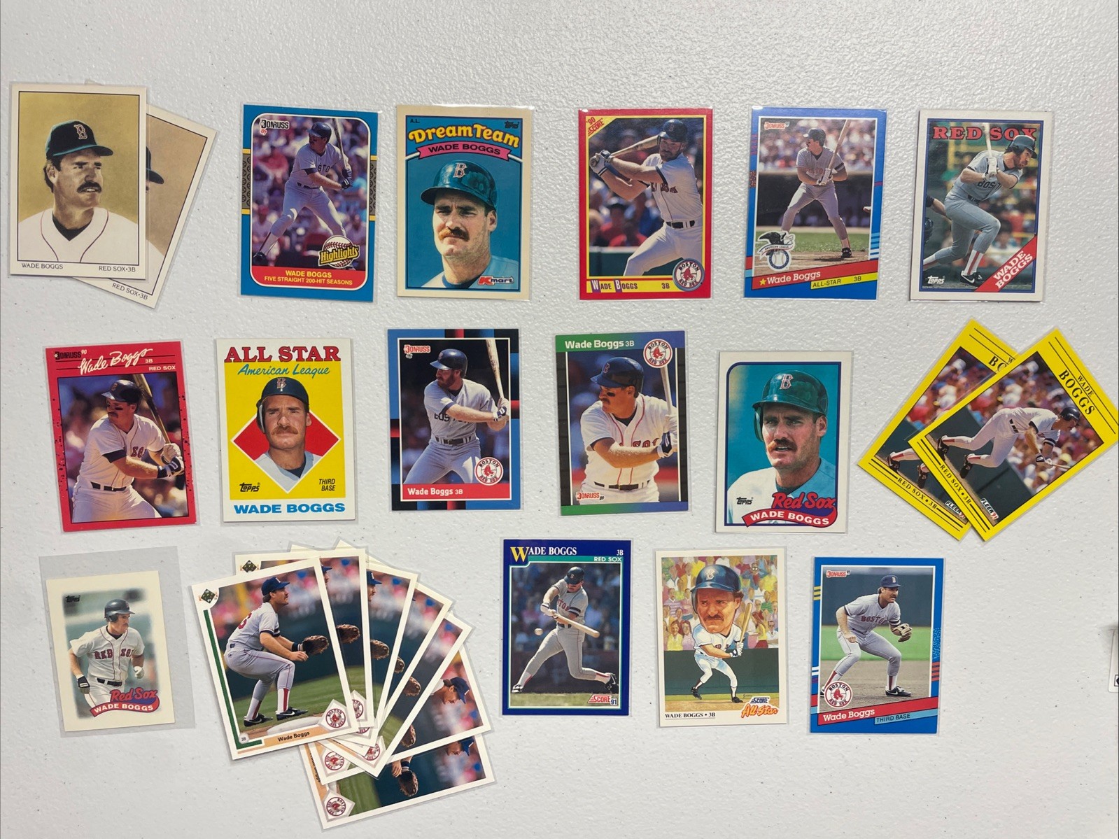42x Wade Boggs Card Lot – 1987-1991 – Boston Red Sox HOF – Topps Fleer Donruss