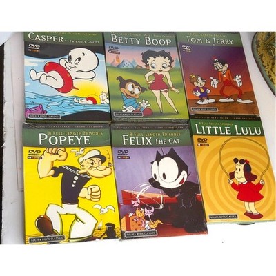 Golden Movie Classics Cartoons Popeye Felix Betty Casper Lulu Tom Jerry DVD Lot