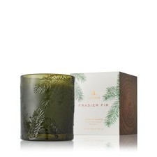 Frasier Fir Candle - Molded Green Glass Jar with Pine Needle Design - Winter ...