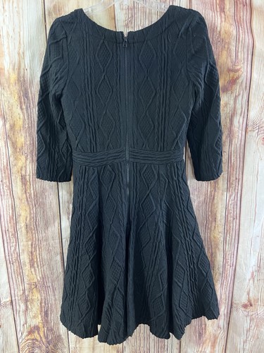 Pink Tartan kleines schwarzes Fit N Flare Kleid mit Zopfmuster Größe Small 3/4-Ärmel - Bild 2 von 10