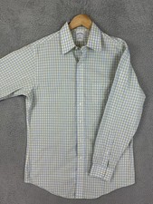 Brooks Brothers 346 Shirt Mens 15-2/3 Blue Yellow Check Dress Slim Fit Non-Iron