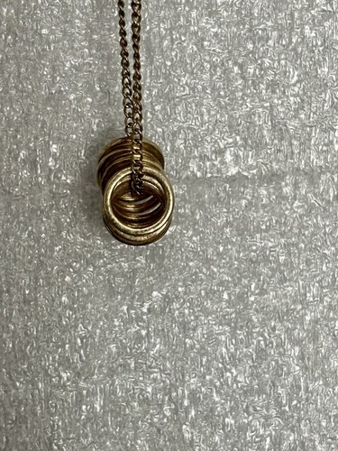 Vintage Lagenlook Goldfarben 10 Mini Ringe Halskette Dünne Kette Rustikal Party Herbst - Bild 7 von 9