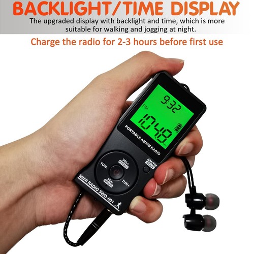 Radio Portátil Personal AM/FM, Mini Radio con Sintonización Digital Pantalla LCD y... - Imagen 2 de 9
