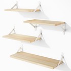 Floating Wall Shelves Natural Wood Set of 4 for Home Decor, Living Room, Kitchen
