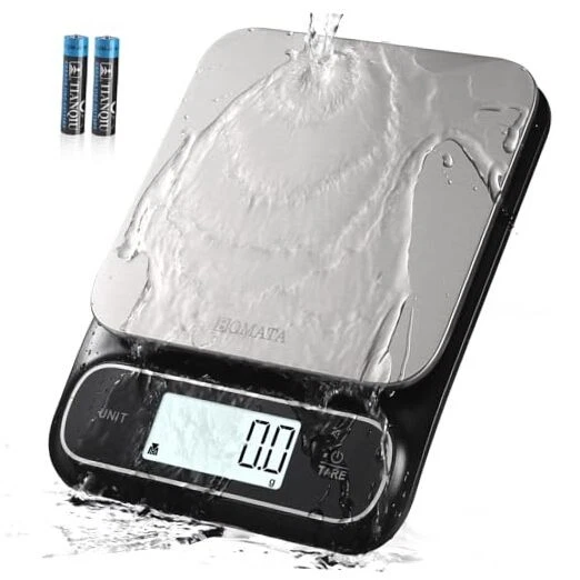 Black Non-Rechargeable IPX6 Kitchen Scale - 0.1 g/0.01 oz/0.5kg Waterproof
